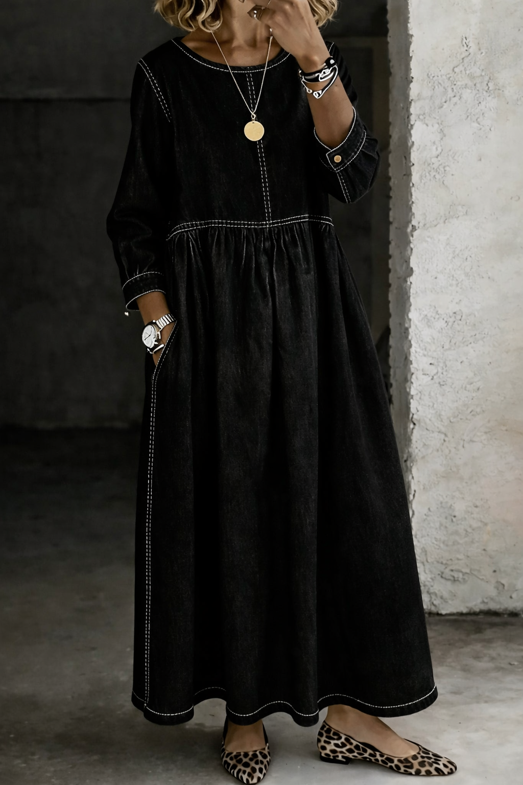 Pauline | Robe Longue Fluide à Fronces