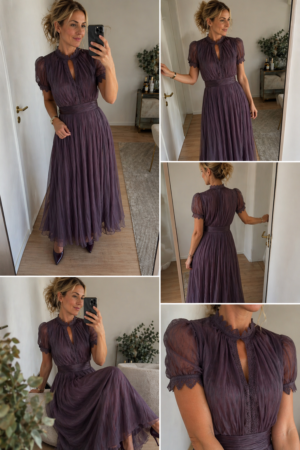 Flavia | Robe midi plissée à col montant