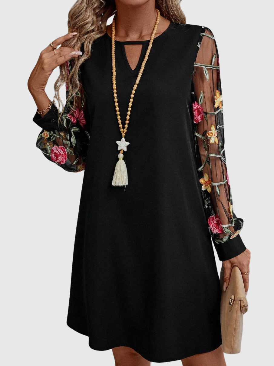 Naya | Robe élégante manches en tulle fleuri