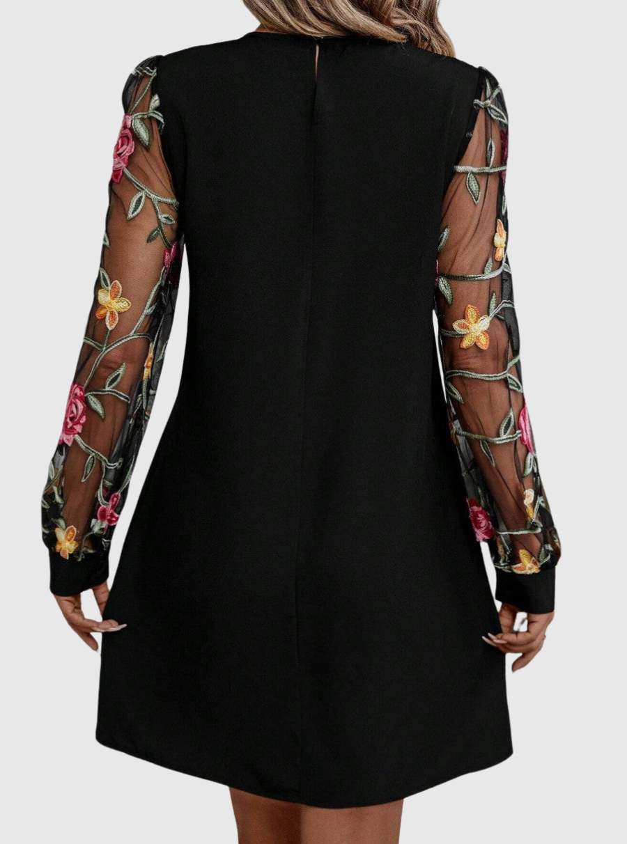Naya | Robe élégante manches en tulle fleuri