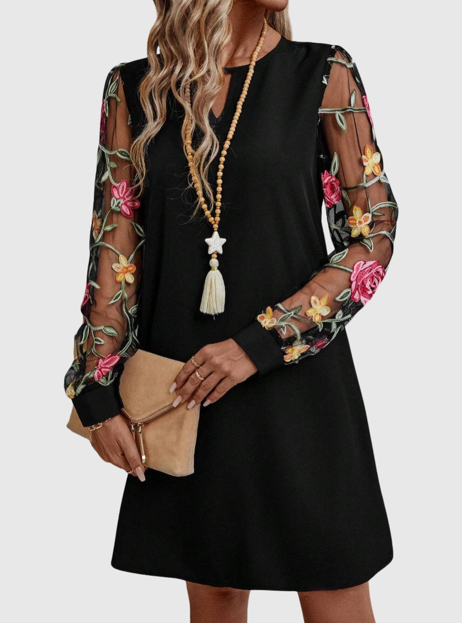 Naya | Robe élégante manches en tulle fleuri