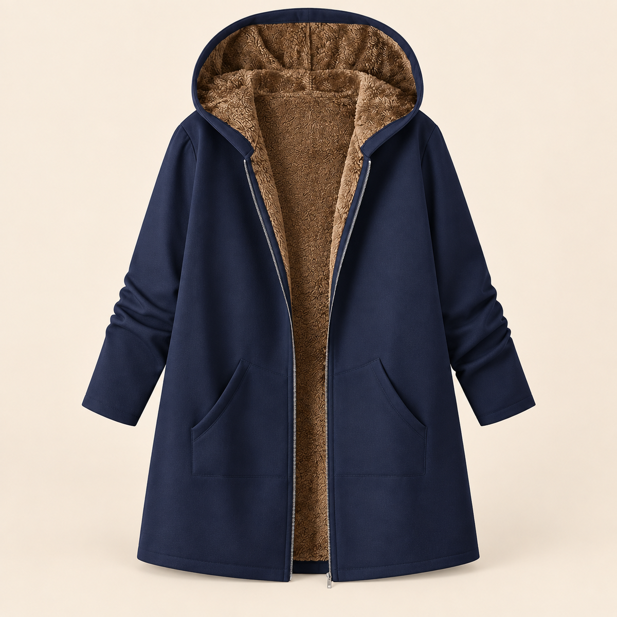 Blandine | Manteau à capuche doublure sherpa