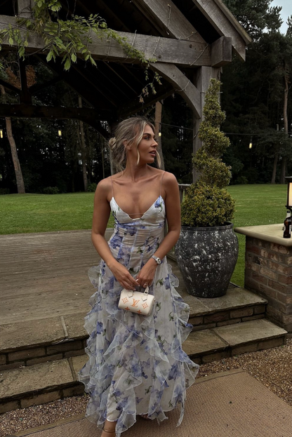 Maisie | Romantische ruffle maxi-jurk met bloemenprint