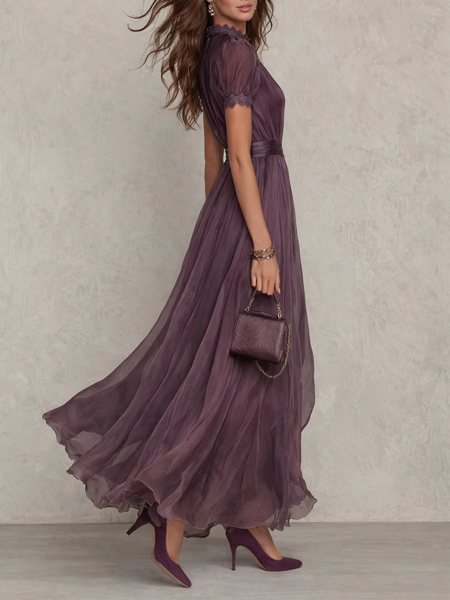 Flavia | Robe midi plissée à col montant