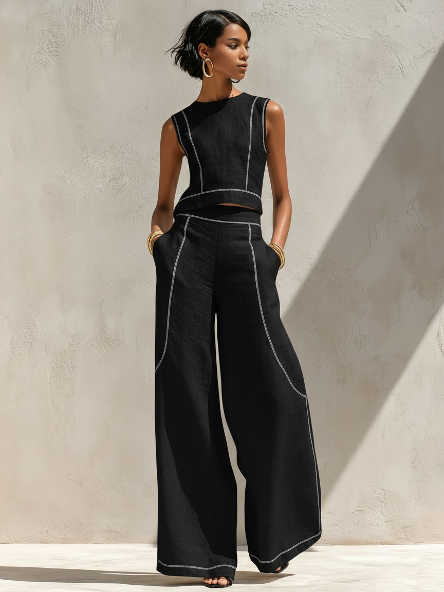 Élise | Ensemble Élégant à Pantalon Large