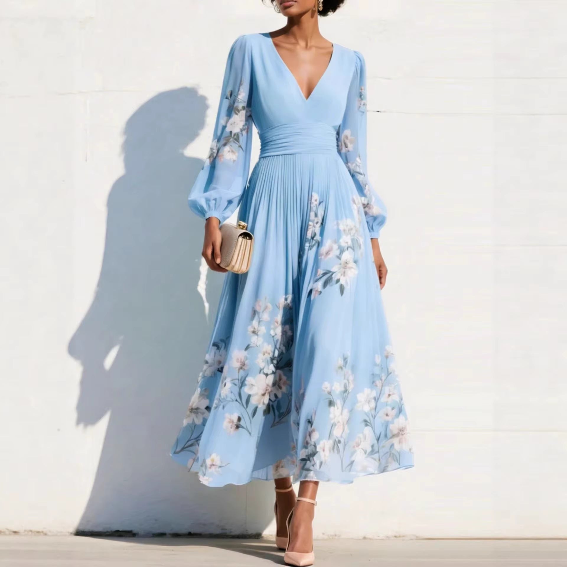 Sophie | Robe romantique fleurie à taille marquée