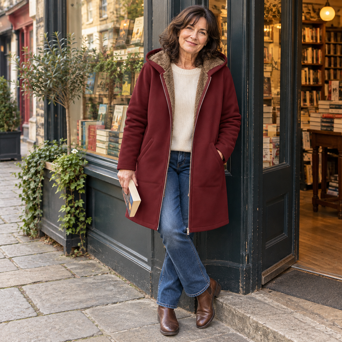 Blandine | Manteau à capuche doublure sherpa