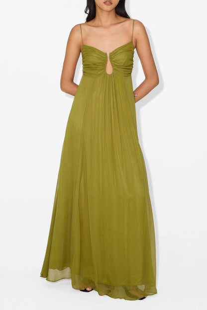 Alina | Vrouwelijke maxi-jurk met open frontdetail