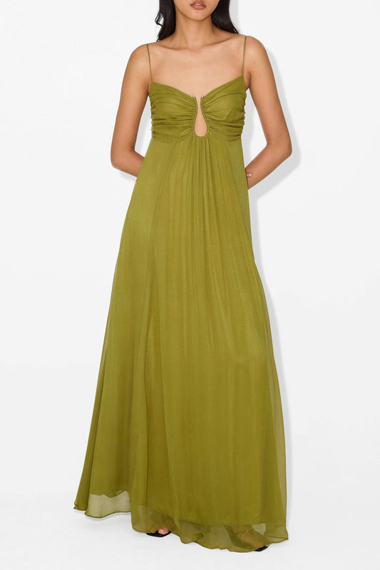 Alina | Vrouwelijke maxi-jurk met open frontdetail