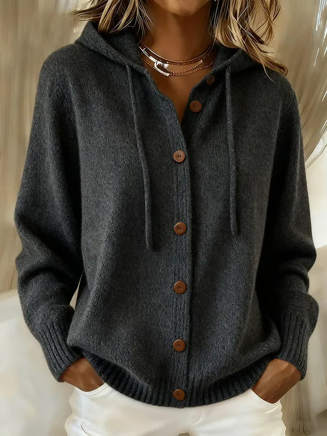 Begoña | Veste en Maille avec Capuche et Boutons