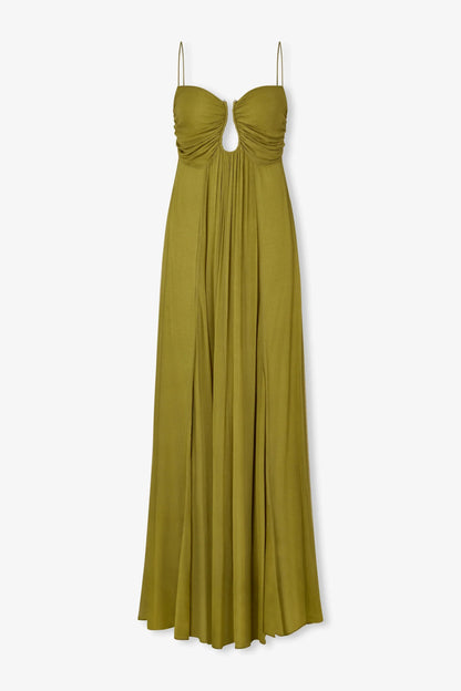 Alina | Vrouwelijke maxi-jurk met open frontdetail