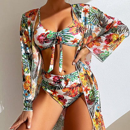 Lani | Tropische bikini met strikdetail en bijpassende kimono