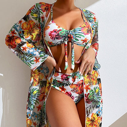 Lani | Tropische bikini met strikdetail en bijpassende kimono