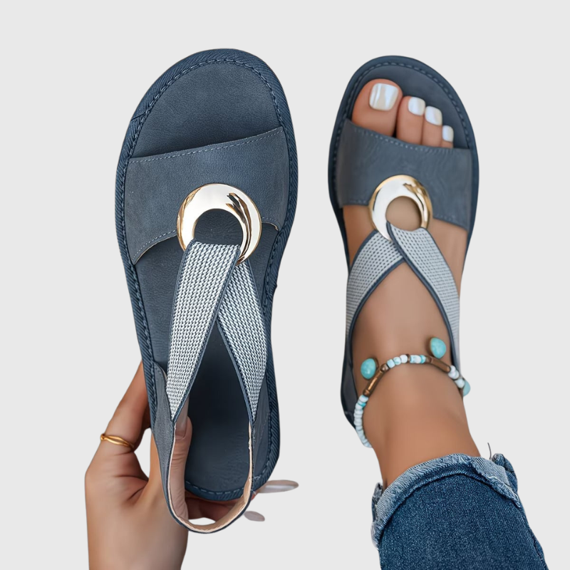 Simone | Sandales Plates Avec Boucle Métallique
