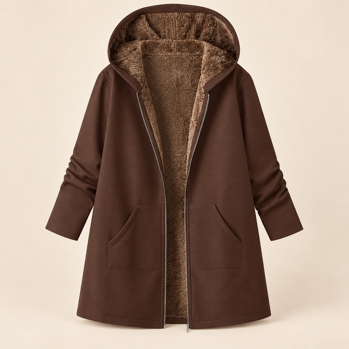Blandine | Manteau à capuche doublure sherpa
