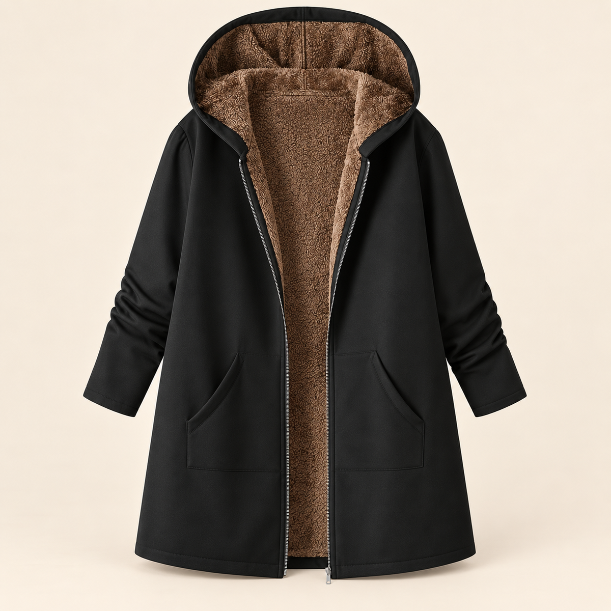 Blandine | Manteau à capuche doublure sherpa