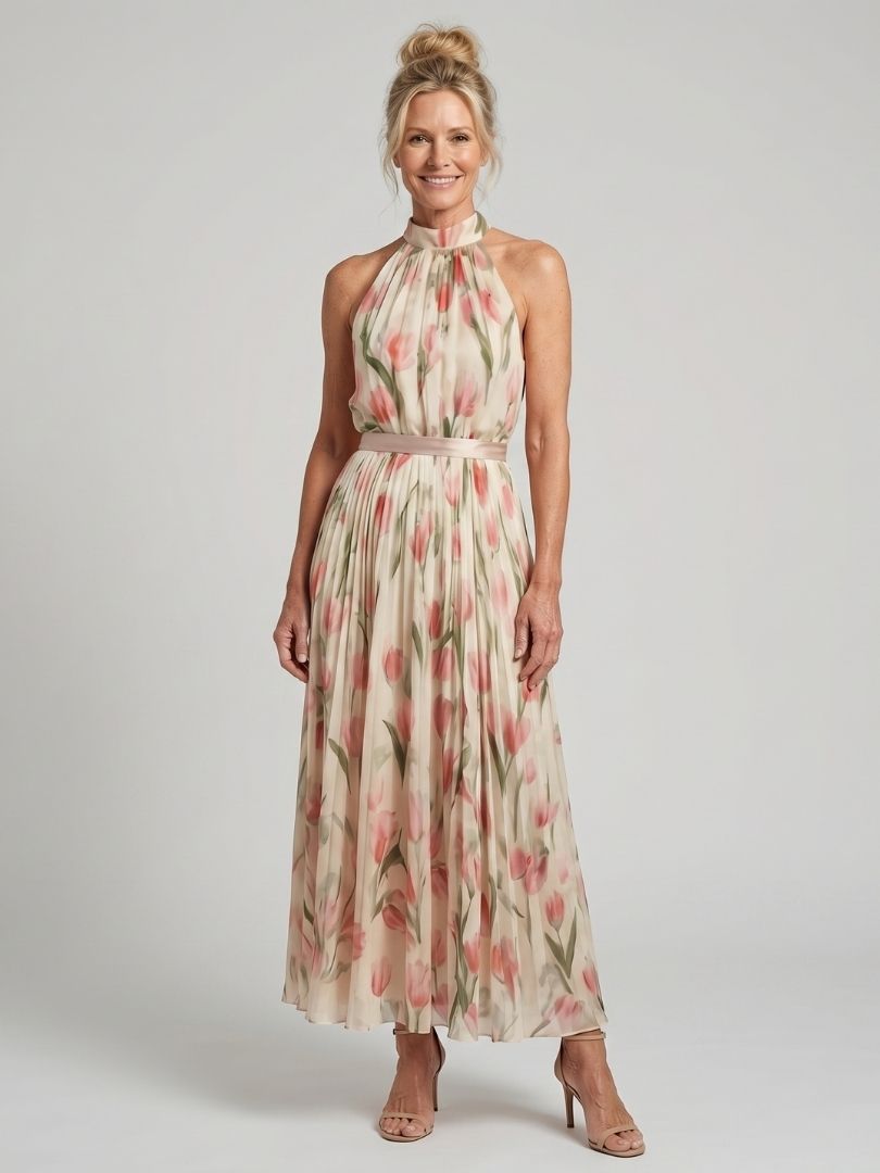 Élodie | Robe Midi Fleurie Élégante