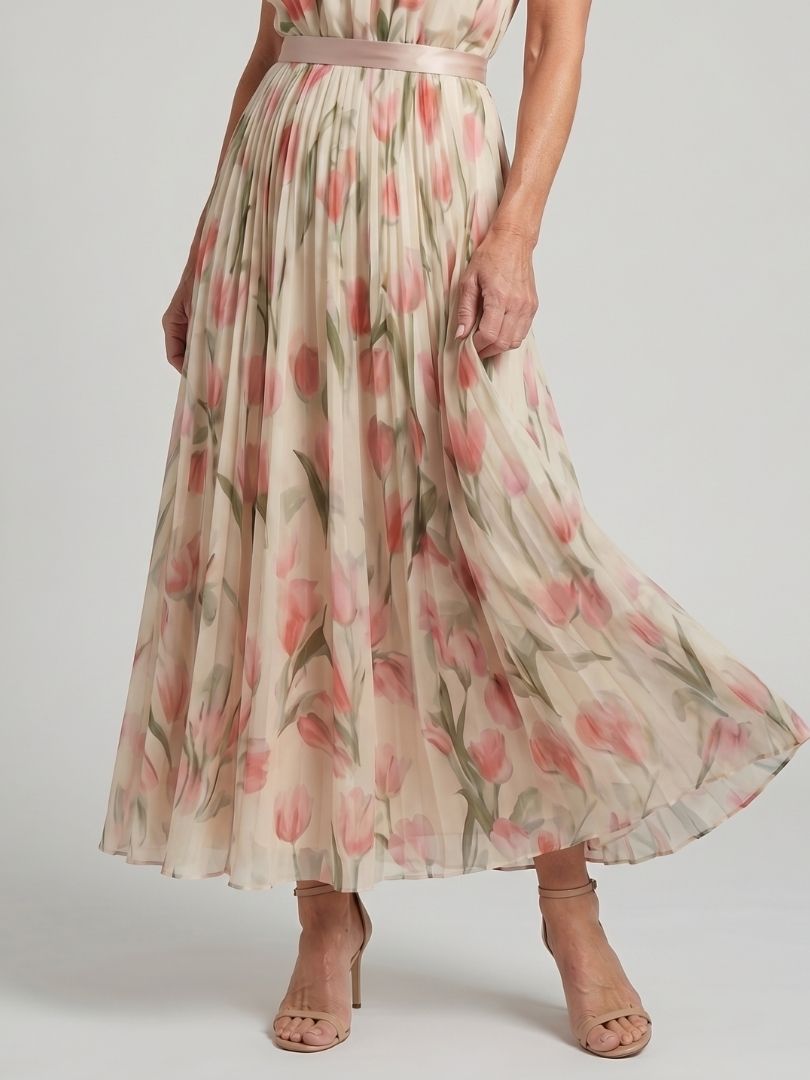 Élodie | Robe Midi Fleurie Élégante