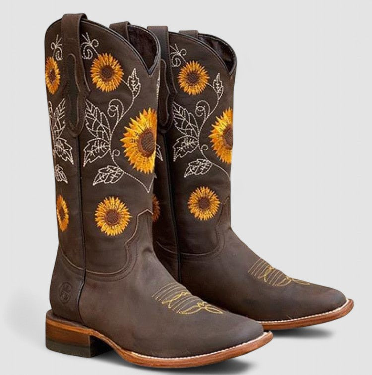 Soledad | Bottes Campagnardes avec Fleurs Brodées