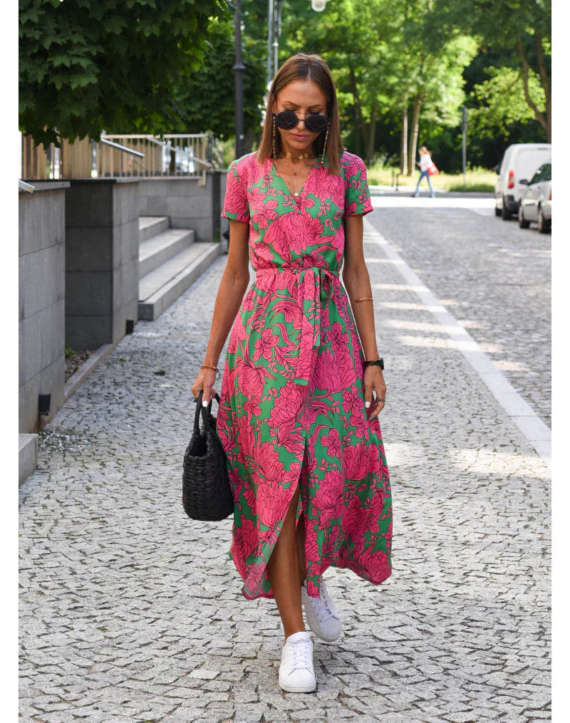Julia | Robe Midi Cache-Cœur Florale