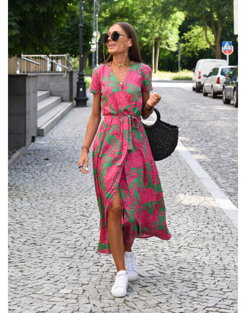 Julia | Robe Midi Cache-Cœur Florale