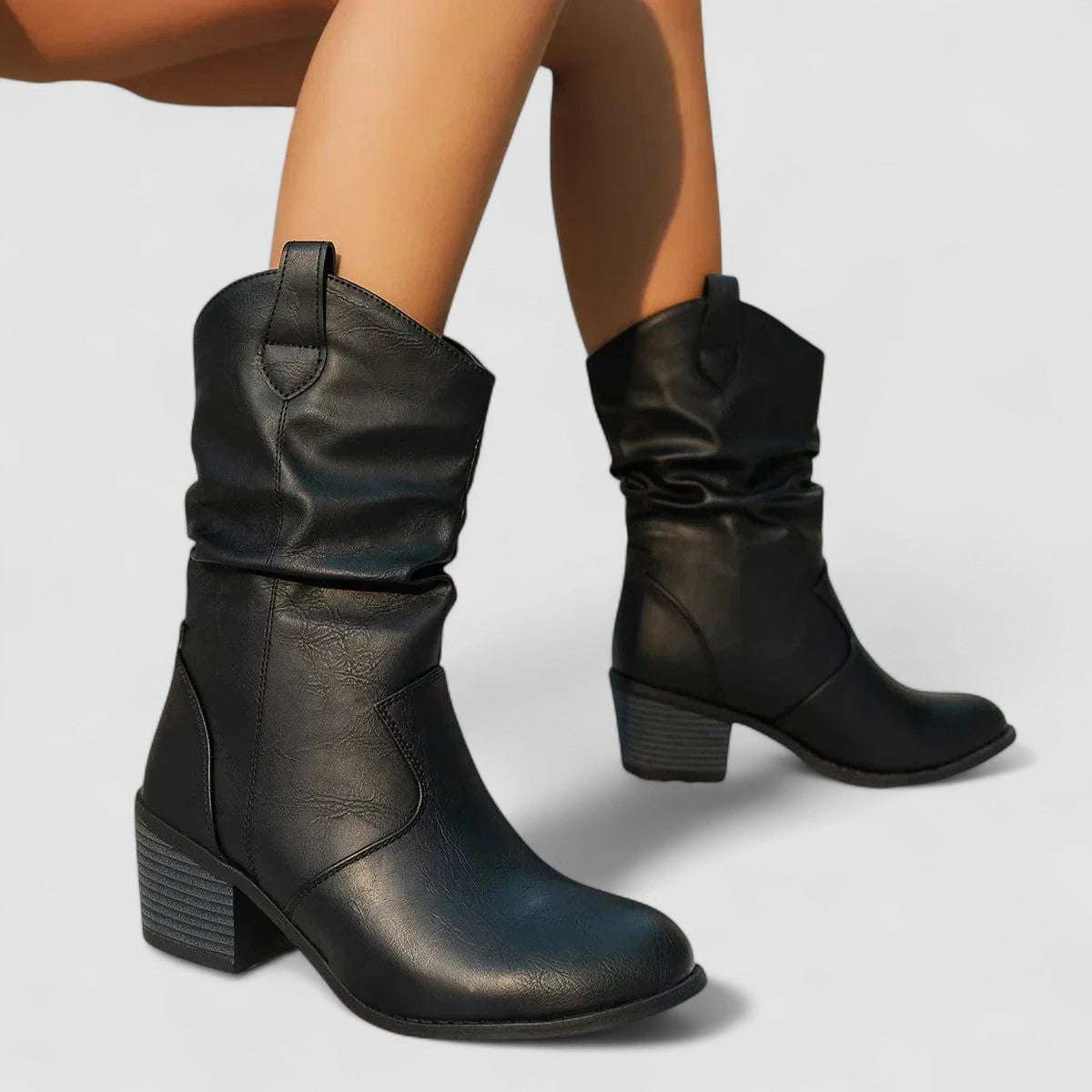 Leonor | Bottes à Tige Froissée avec Talon