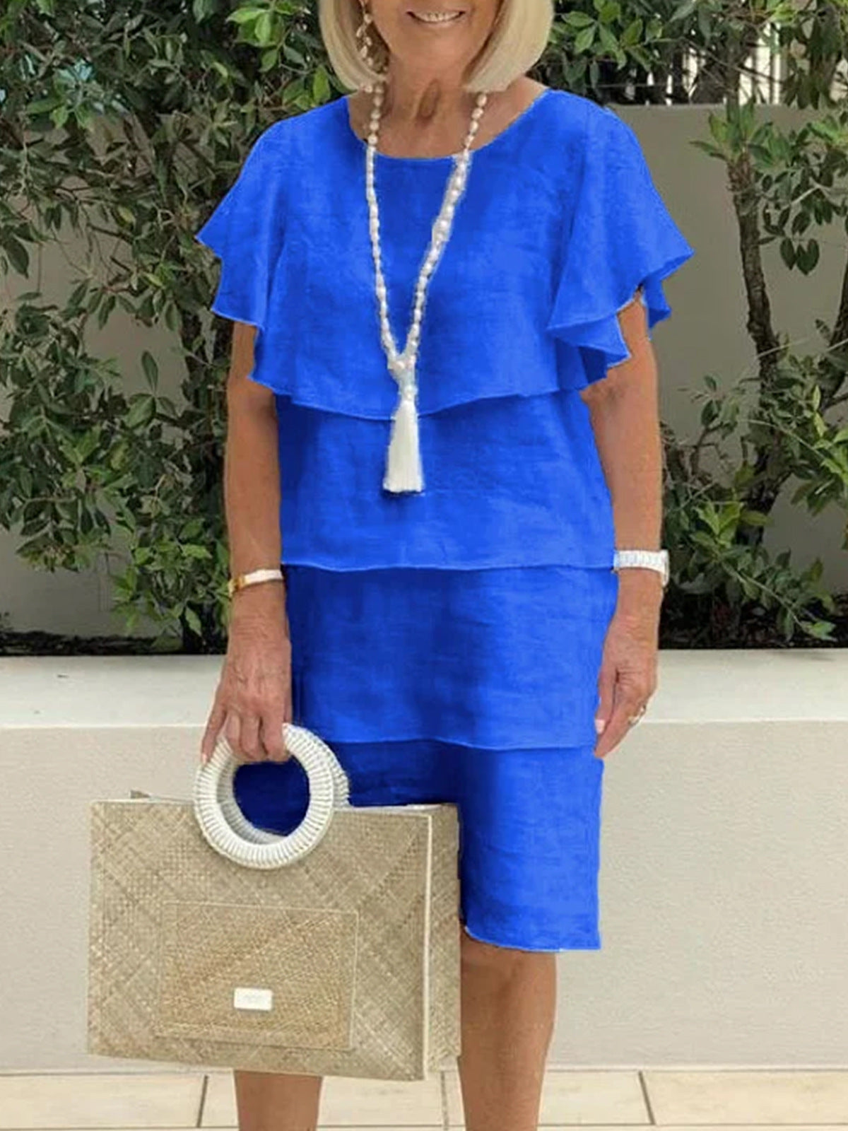 Cécile | Zomerse linnen midi-jurk met volantdetails
