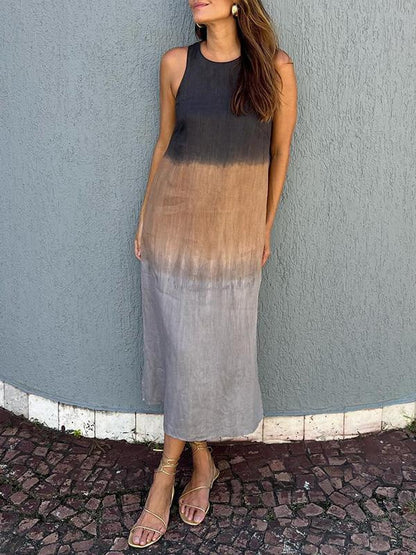 Maribel | Mouwloze maxi-jurk met ombre-effect