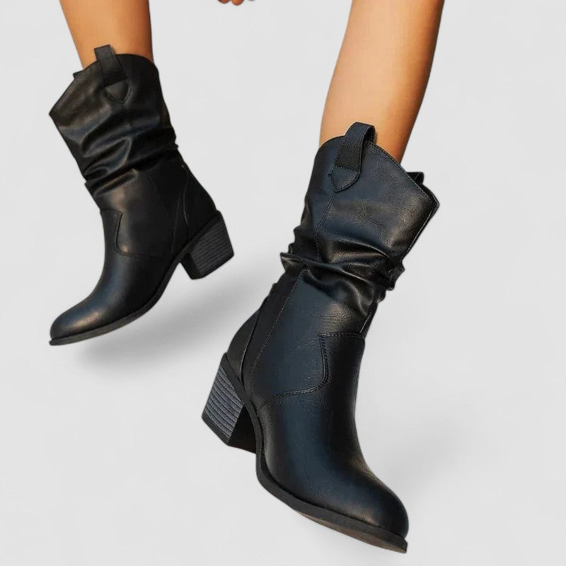 Leonor | Bottes à Tige Froissée avec Talon