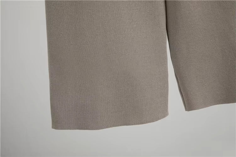 Albane | Ensemble 3 pièces en maille top, pantalon large et cardigan long
