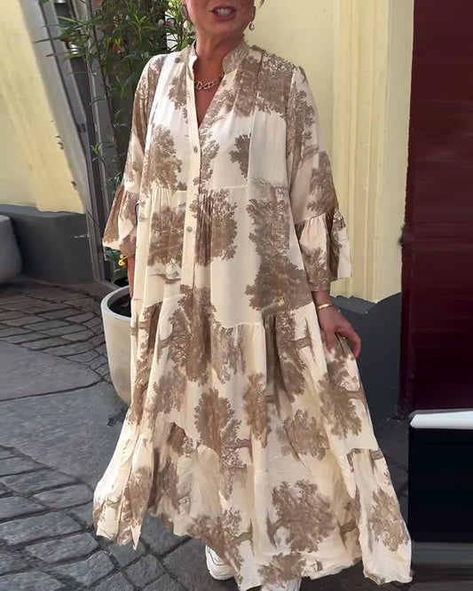 Francesca | Losvallende maxi-jurk met statementprint