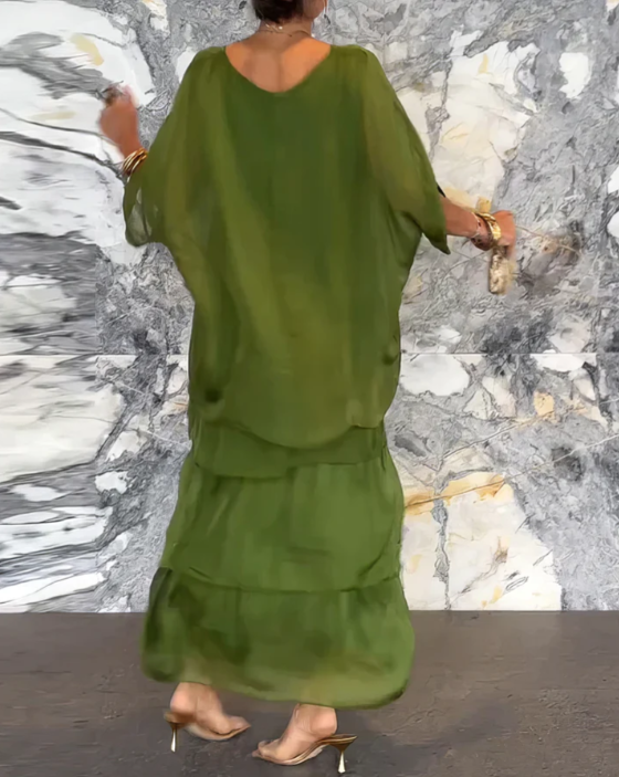 Sophie | Robe longue fluide à volants