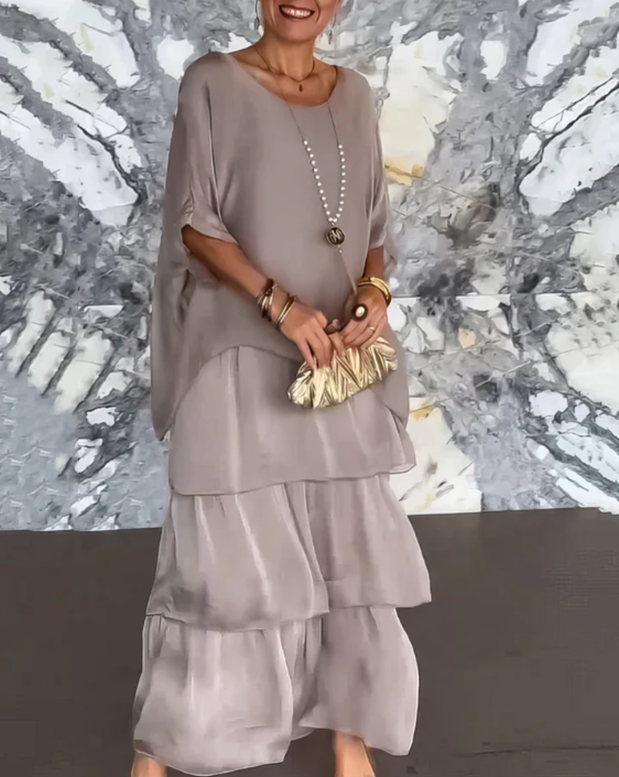 Sophie | Robe longue fluide à volants
