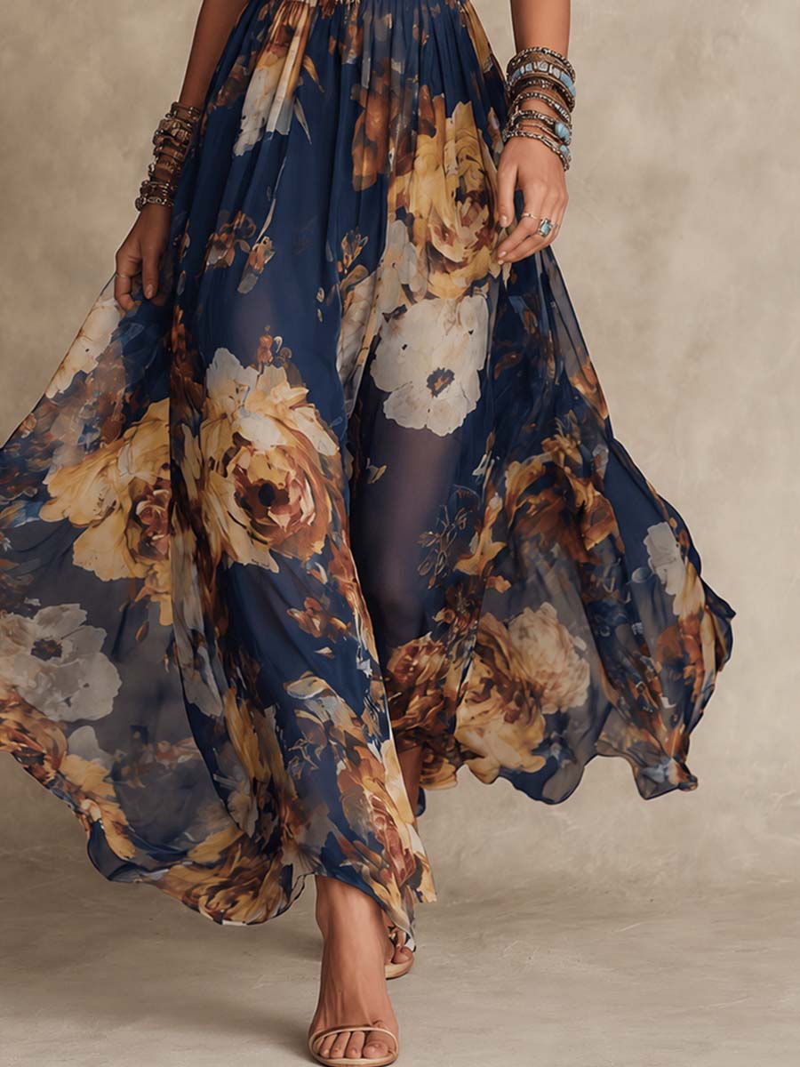 Clara | Robe Longue Fleurie en Mousseline