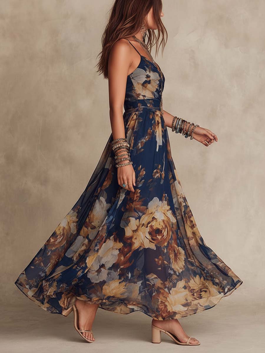 Clara | Robe Longue Fleurie en Mousseline