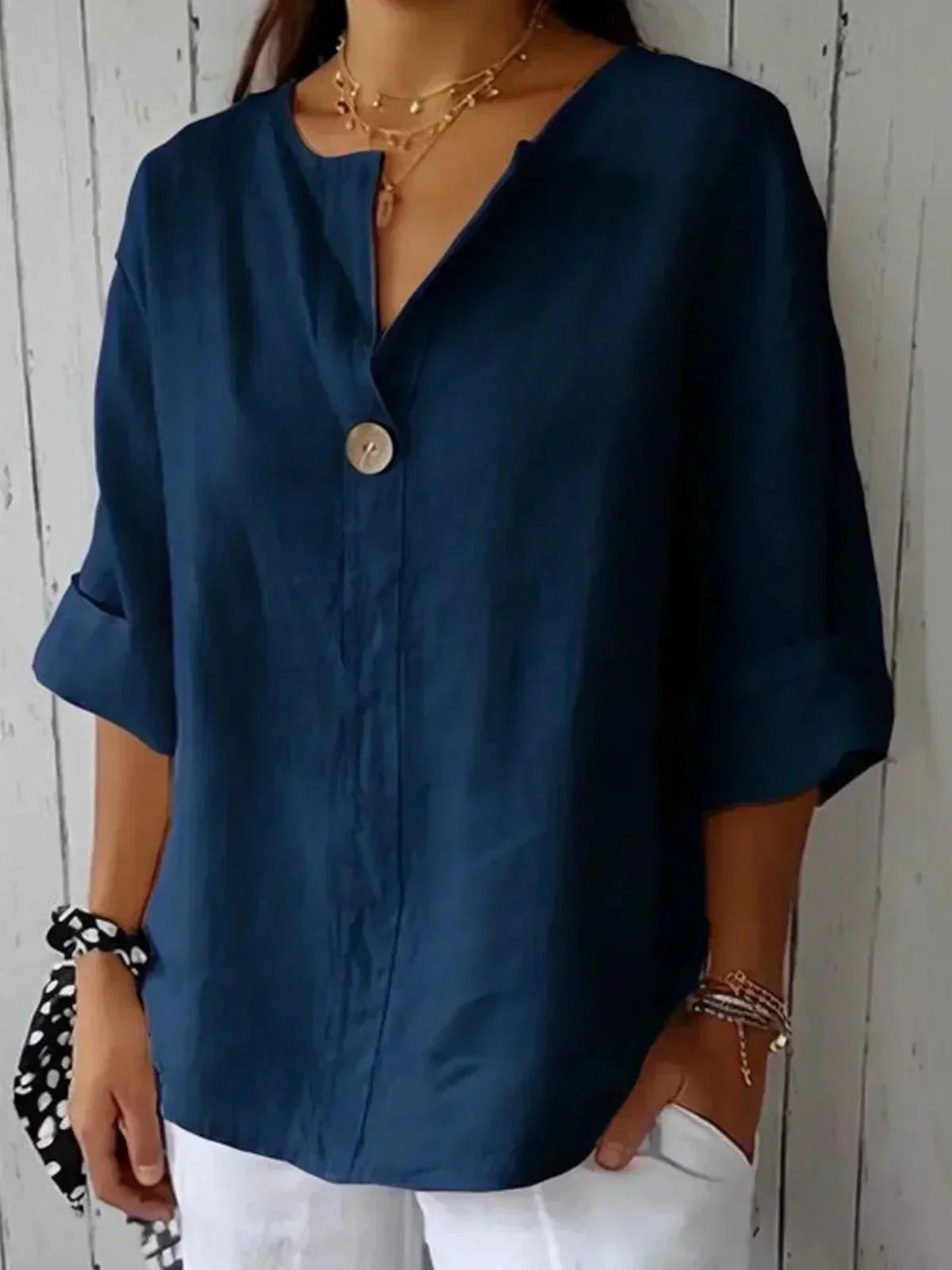 Cléa | Blouse fluide à bouton oversize
