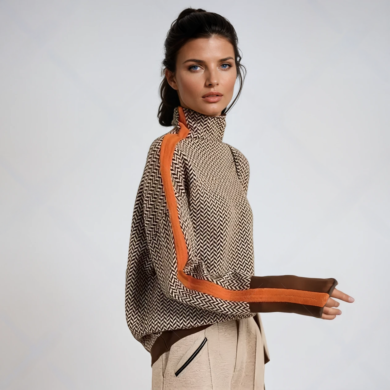 Manon | Pull à col haut et rayures contrastées