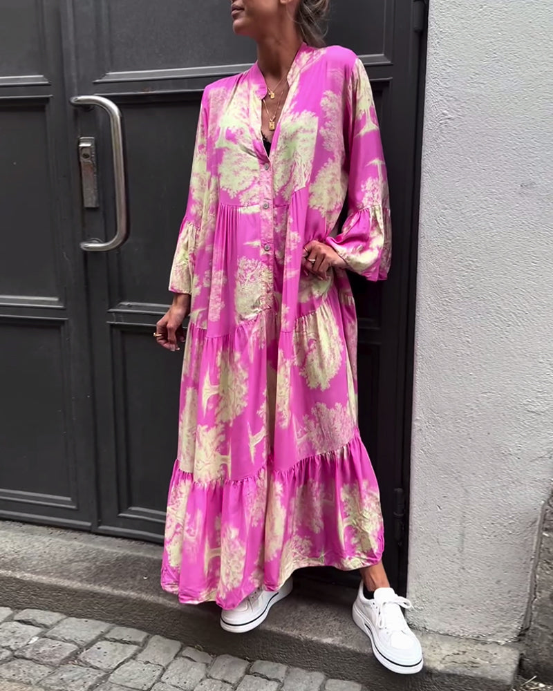 Francesca | Losvallende maxi-jurk met statementprint