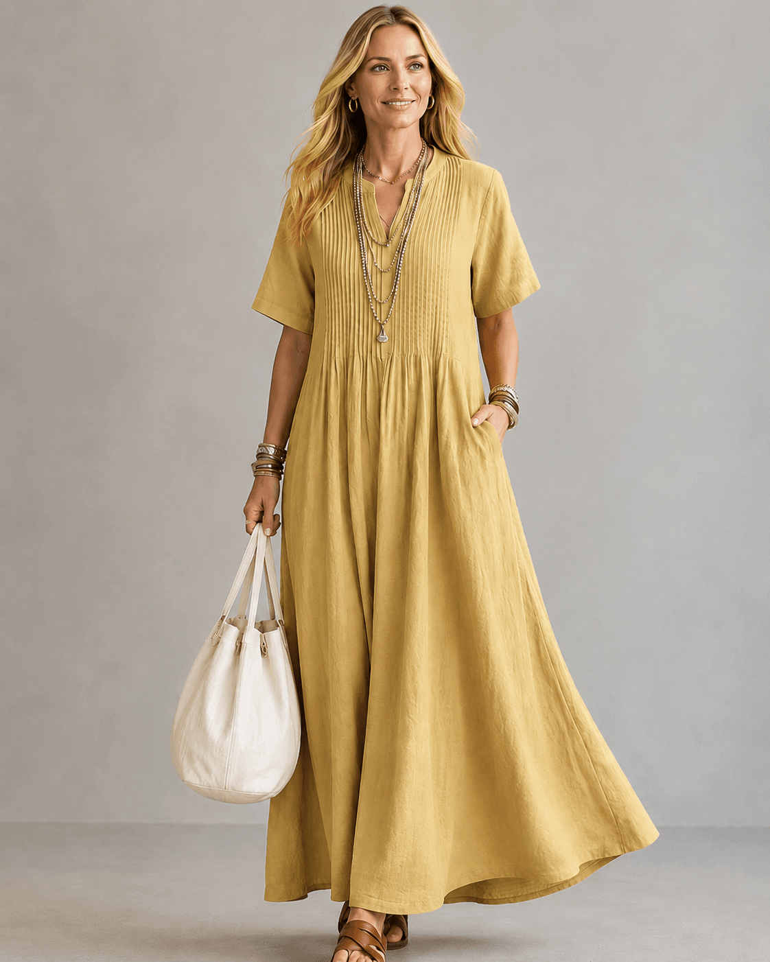 Marion | Robe Longue Fluide à Plis