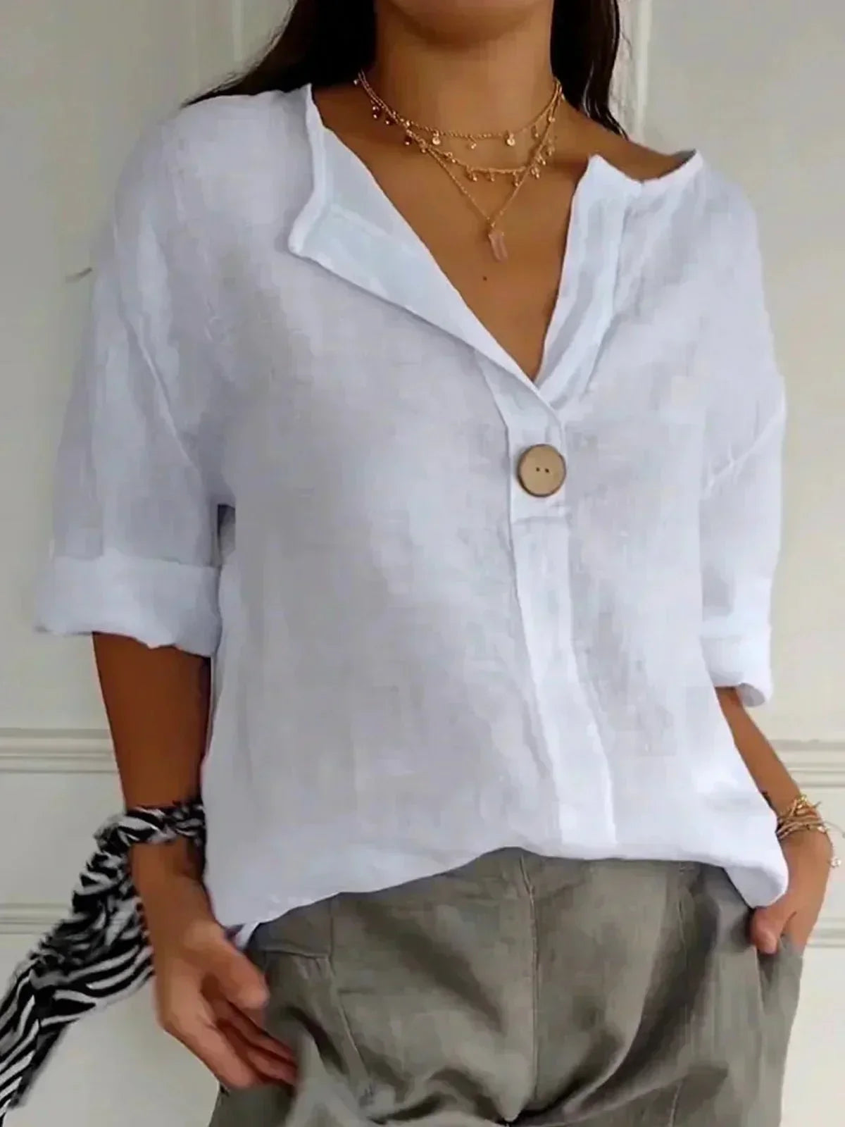 Cléa | Blouse fluide à bouton oversize