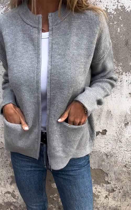 Lorine | Casual knit vest met ritssluiting