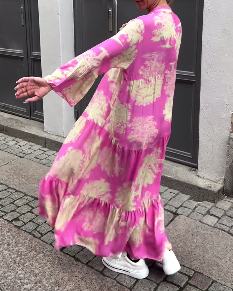 Francesca | Losvallende maxi-jurk met statementprint