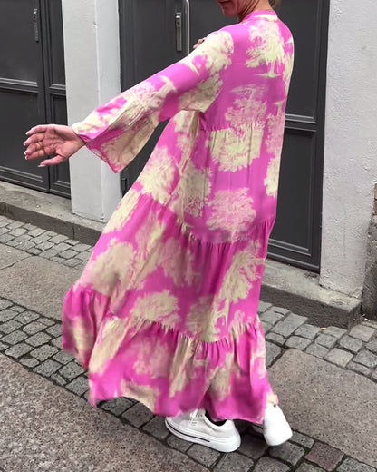 Francesca | Losvallende maxi-jurk met statementprint