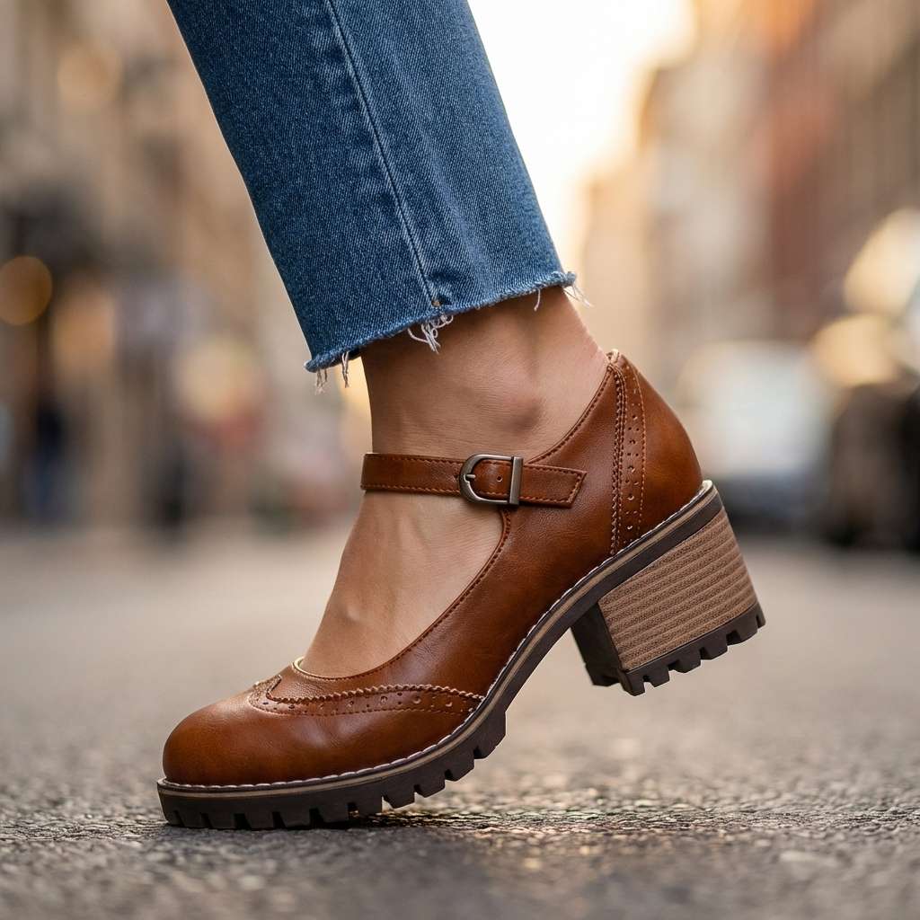 Solène | Escarpins brogue à talon carré