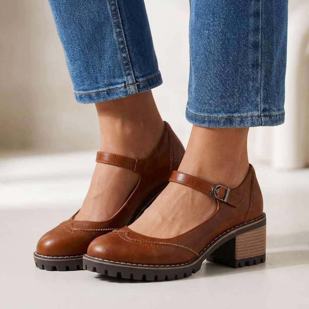 Solène | Escarpins brogue à talon carré
