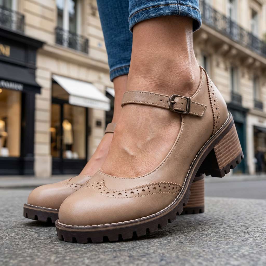 Solène | Escarpins brogue à talon carré