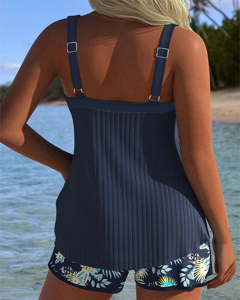 Mirelle | Tankini côtelé avec short imprimé