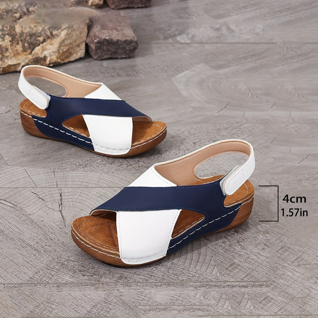 Clara | Sandales confort bicolores à semelle ergonomique