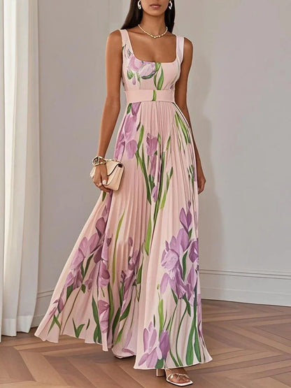 Fiora | Zomerse plisséjurk met romantische bloemenprint