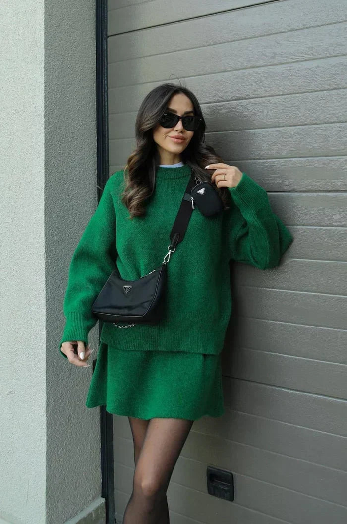Théodora | Ensemble douillet en maille - Vert